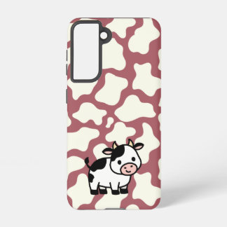 Cow Pattern in White on Red with Cow Samsung Galaxy Hoesje