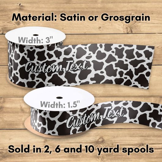 Cow Pattern with Custom Text Satijnen Lint