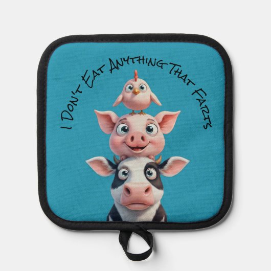 Cow, Pig & Chicken - Ik eet niets... Pannenlap (Voorkant)