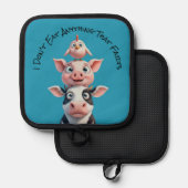 Cow, Pig & Chicken - Ik eet niets... Pannenlap (Voorkant / Achterkant)