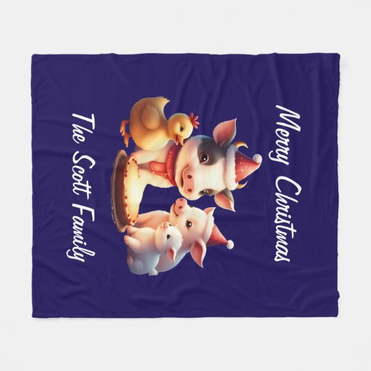 cow, pig, lamb and chicken Fleece Blanket (Voorkant (Horizontaal))