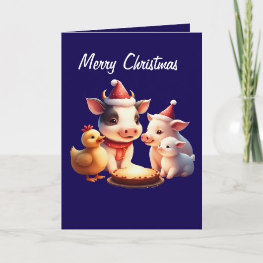 cow, pig, lamb and chicken Folded Greeting Card Kaart (Voorkant)