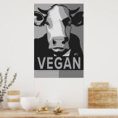 Cow Pop Art Poster in Black and White - Vegan  (Keuken)