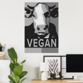 Cow Pop Art Poster in Black and White - Vegan  (Thuiskantoor)