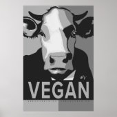 Cow Pop Art Poster in Black and White - Vegan (Voorkant)