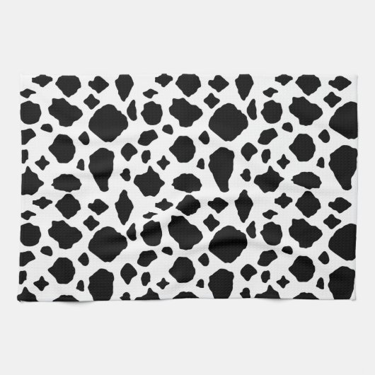 Cow Print Animal Pattern Black White Theedoek (Horizontaal)