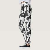 Cow Print Animal Spots Pattern Black White Western Leggings (Links)