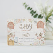 Cow Print Baby Shower Invitation,Rustic Farm Style Informatiekaartje (Staand voorkant)