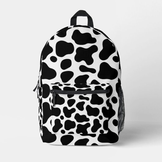 Cow print backpack, Black and white cow backpack Bedrukte Rugzak (Voorkant)