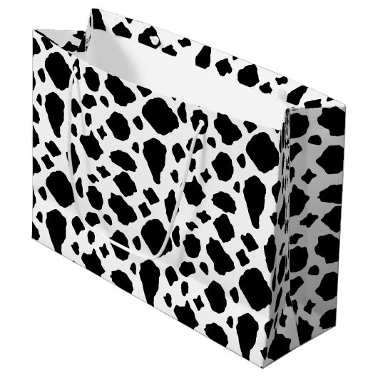 Cow Print Black and White Groot Cadeauzakje (Voorkant Gekanteld)