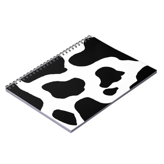 Cow Print Black en White Blotchy Pattern Notitieboek (Linkerzijde)