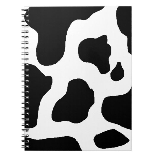 Cow Print Black en White Blotchy Pattern Notitieboek (Voorkant)