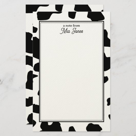 Cow Print Pattern Black and White Personalized Briefpapier (Voorkant / Achterkant)
