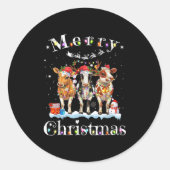 Cow Reindeer Hat Santa Christmas Lights Funny Cow  Ronde Sticker (Voorkant)
