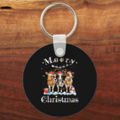 Cow Reindeer Hat Santa Christmas Lights Funny Cow Sleutelhanger (Voorkant)