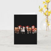 Cow Reindeer Santa Hat Christmas Light Funny Cows  Kaart (Gele Bloem)