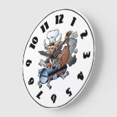 Cow Riding A BBQ Clock Grote Klok (Hoek)