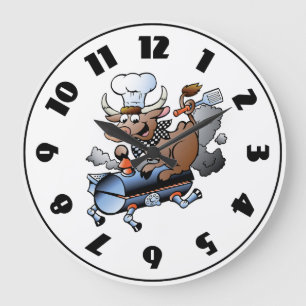 Cow Riding A BBQ Clock Grote Klok