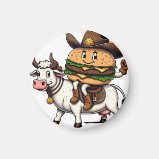 Cow Riding Hamburger Magneet