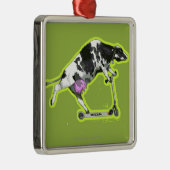 Cow Riding scooter Metalen Ornament (Rechts)