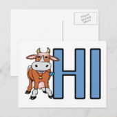Cow Says Hi Briefkaart (Voorkant / Achterkant)