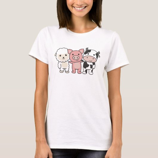 Cow Sheep Pig Farm Sweet Animals T-shirt (Voorkant)