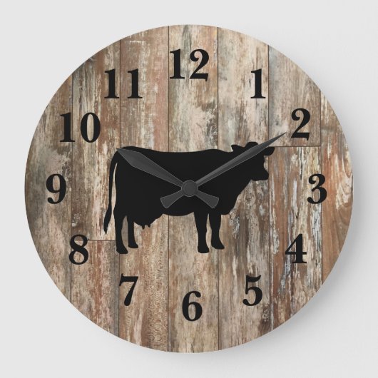 Cow Silhouette Farmhouse Shiplap Rustic Decor  Grote Klok (Voorkant)