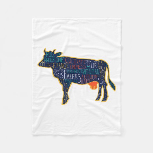 Cow Silhouette Tygraphy Phrases Heifer Fun Chris  Fleece Deken (Voorkant)