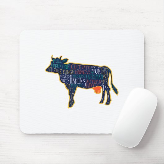 Cow Silhouette Tygraphy Phrases Heifer Fun Chris  Muismat (Met muis)