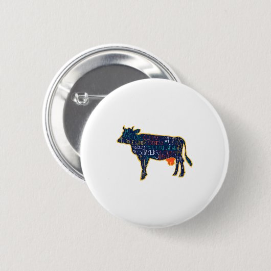 Cow Silhouette Tygraphy Phrases Heifer Fun Chris Ronde Button 5,7 Cm (Voorkant /achterkant)