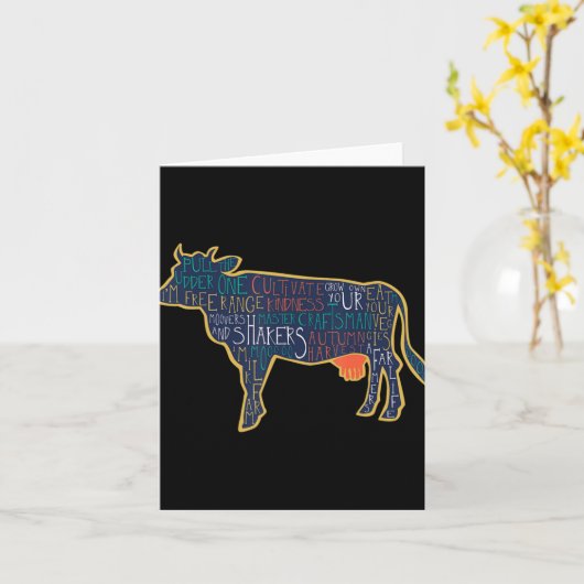 Cow Silhouette Tygraphy Phrases Heifer Fun Chris T Kaart (Gele Bloem)