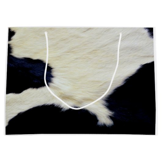Cow Skin Fur Texture Black and White Aanpassen Groot Cadeauzakje (Voorkant)