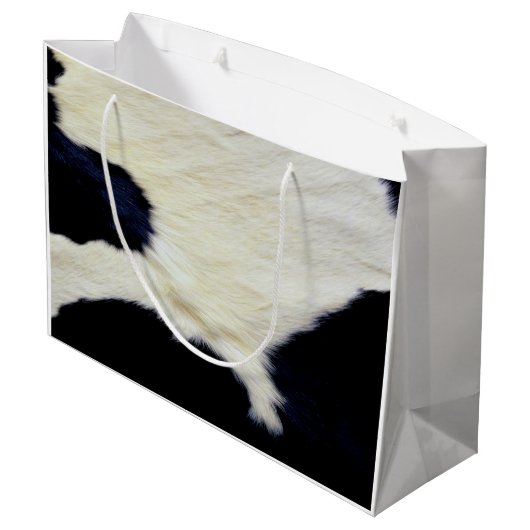 Cow Skin Fur Texture Black and White Aanpassen Groot Cadeauzakje (Achterkant Gekanteld)