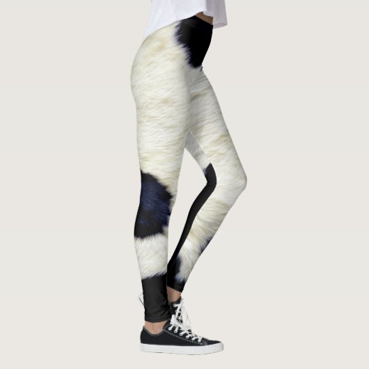 Cow Skin Fur Texture Black and White Aanpassen Leggings (Rechts)
