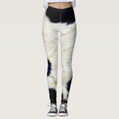 Cow Skin Fur Texture Black and White Aanpassen Leggings (Voorkant)