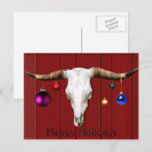 Cow Skull Christmas Ornaments Red Barn Happy Hol Feestdagenkaart (Voorkant / Achterkant)