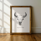 Cow Skull Long Live Cowboys Western Wild West Wall Poster