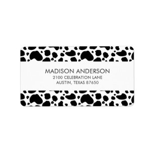 Cow Spots Pattern Black and White Animal Print Etiket