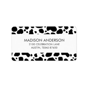 Cow Spots Pattern Black and White Animal Print Etiket