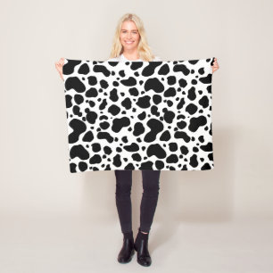 Cow Spots Pattern Black and White Animal Print Fleece Deken