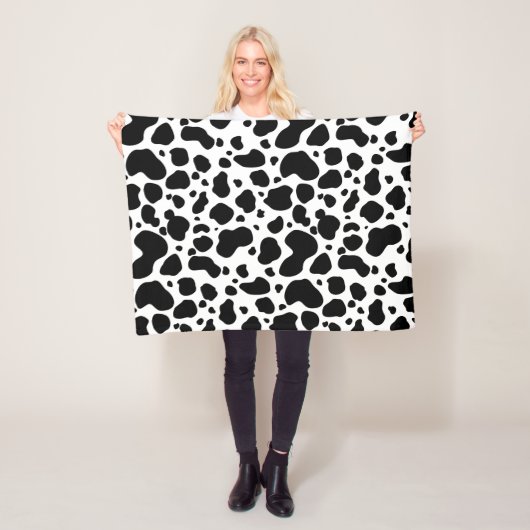 Cow Spots Pattern Black and White Animal Print Fleece Deken (In situ)
