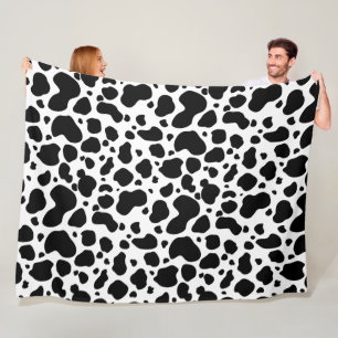 Cow Spots Pattern Black and White Animal Print Fleece Deken