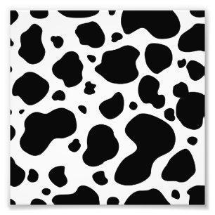 Cow Spots Pattern Black and White Animal Print Foto Afdruk