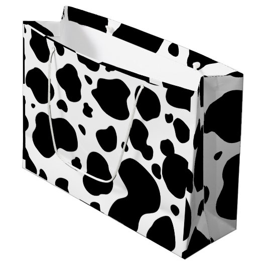 Cow Spots Pattern Black and White Animal Print Groot Cadeauzakje (Voorkant Gekanteld)