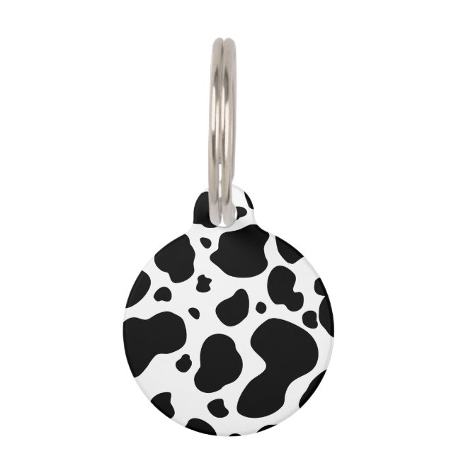 Cow Spots Pattern Black and White Animal Print Huisdierpenning (Voorkant)