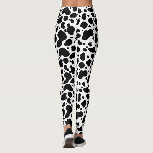 Cow Spots Pattern Black and White Animal Print Leggings (Achterkant)