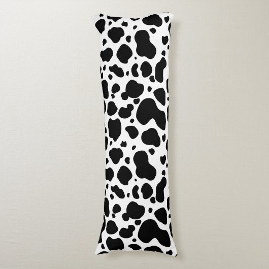 Cow Spots Pattern Black and White Animal Print Lichaamskussen (Voorkant Verticaal)