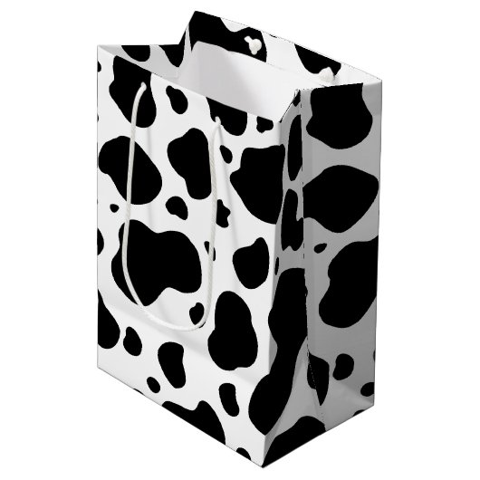 Cow Spots Pattern Black and White Animal Print Medium Cadeauzakje (Voorkant Gekanteld)