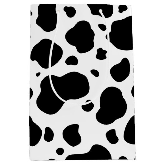 Cow Spots Pattern Black and White Animal Print Medium Cadeauzakje (Voorkant)