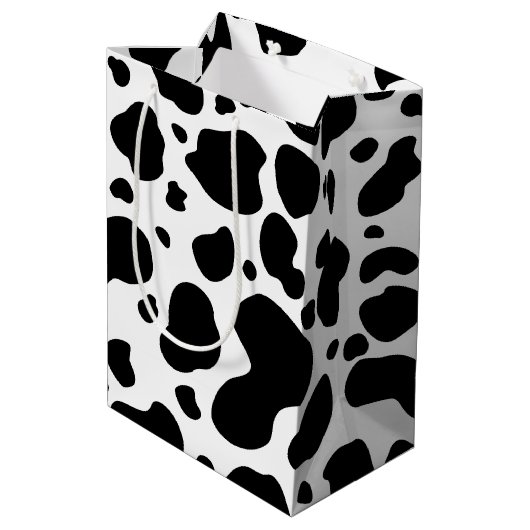 Cow Spots Pattern Black and White Animal Print Medium Cadeauzakje (Achterkant Gekanteld)